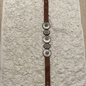 Leatherock Brown Belt with Silver and Green Embellishments